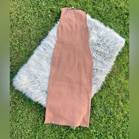 JENNI KAYNE Sleeveless Midi in Clay; Cotton & Cashmere Blend Sweater Dress L - Picture 6 of 10